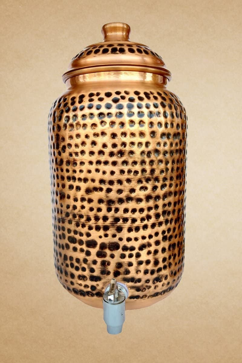 Pure Copper Hammered Water Storage Tank Brown Pot 4 Liter Etsy