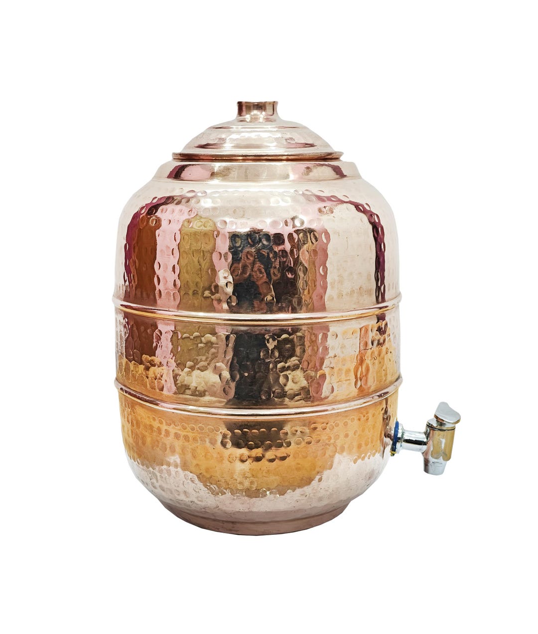 Pure Copper Hand Hammered Water Storage Pot With Lid 6.5 Liter Capacity ...