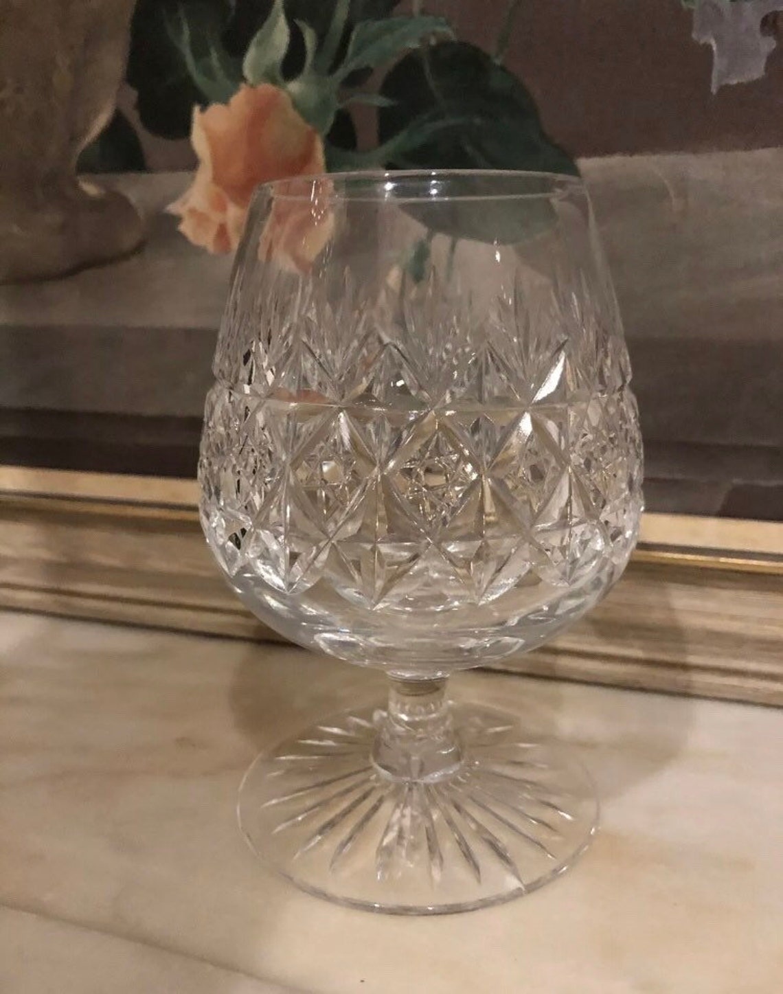 b Thomas Brandy Balloon Glass wellington pattern crystal Etsy