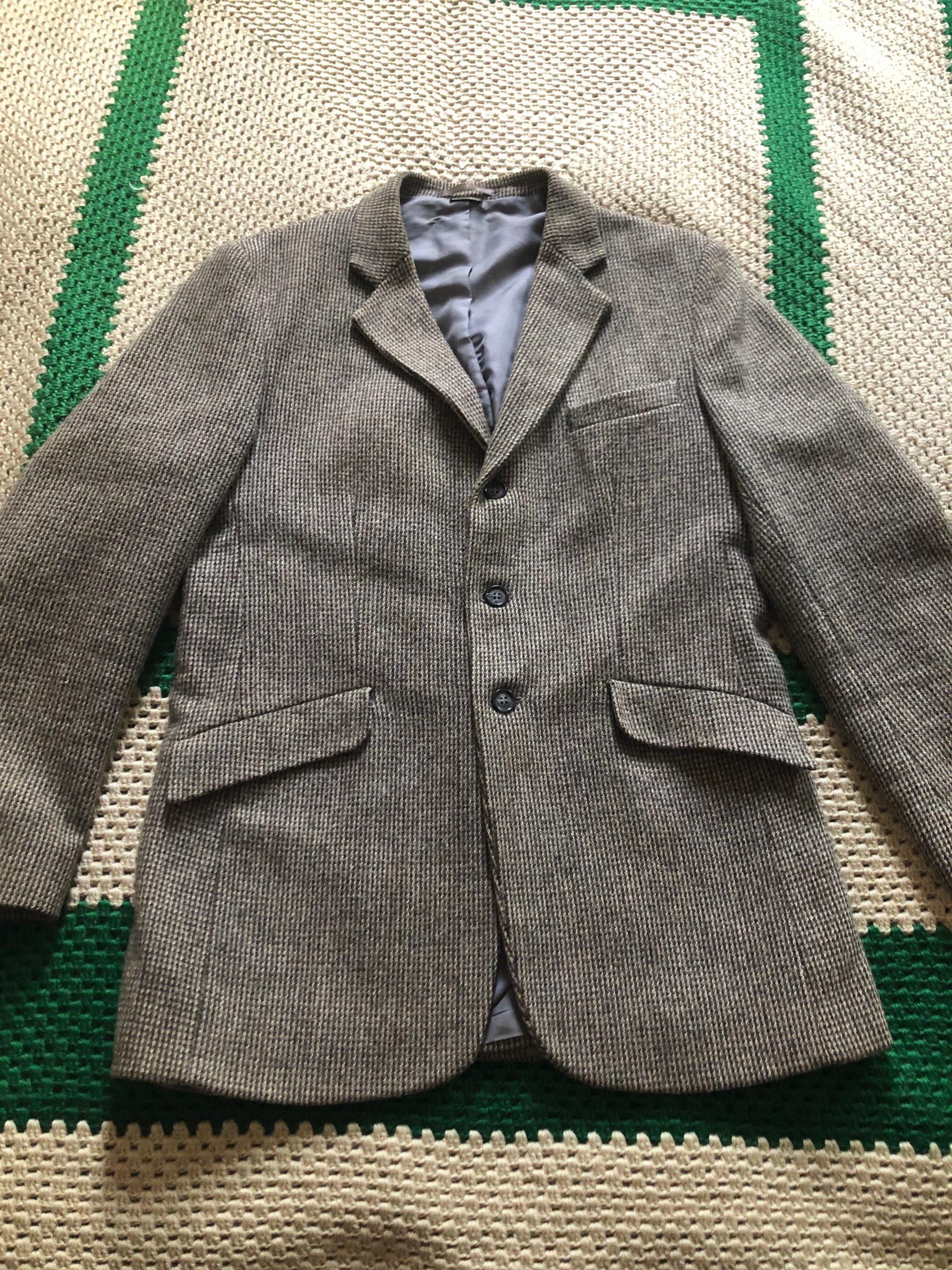 Image of Vintage Wool Tweed Check Blazer in Browns & Grey 40" Grandad Jacket