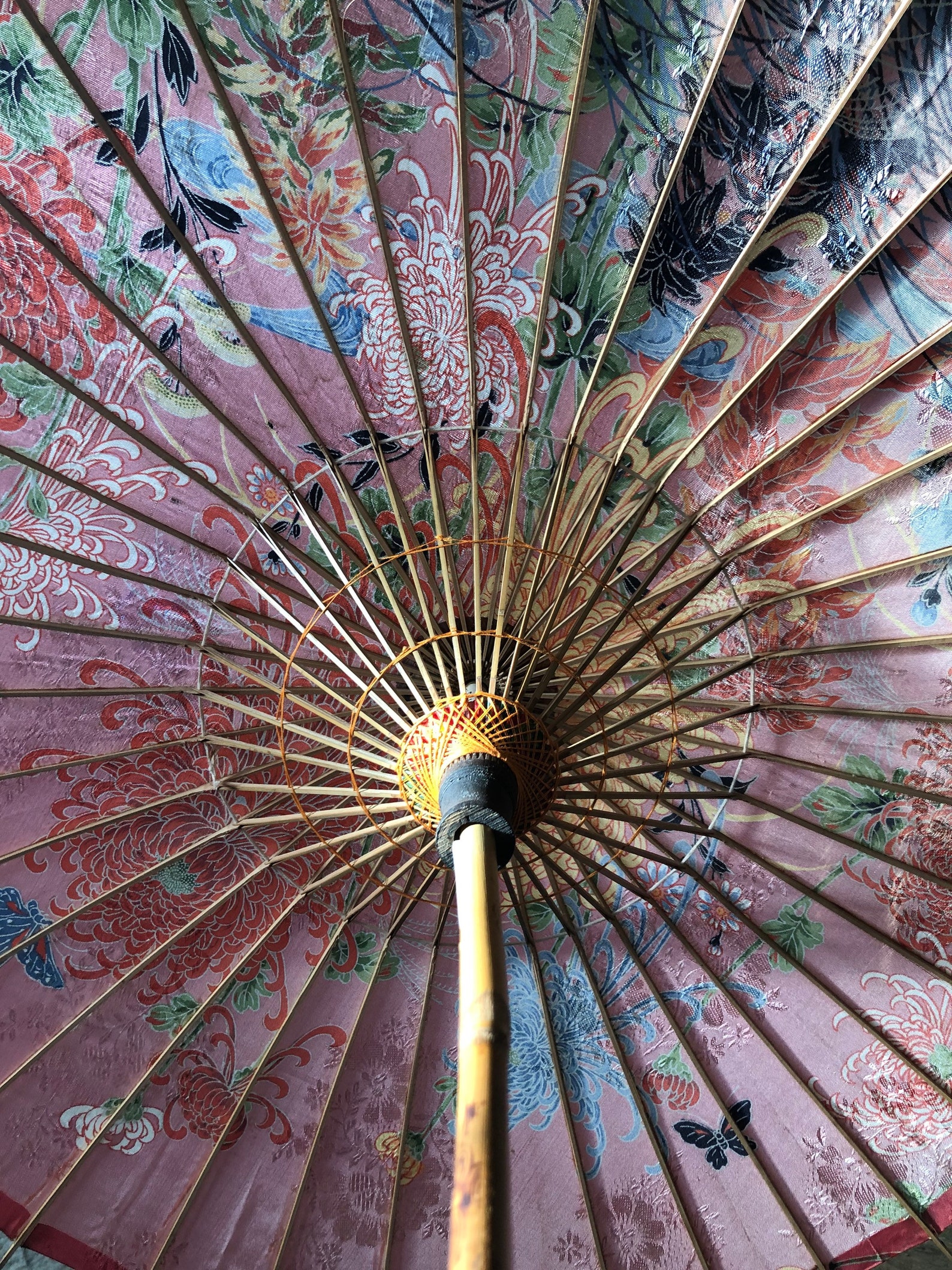 Antique Japanese Fuji Silk Parasol Sun Umbrella Floral Etsy