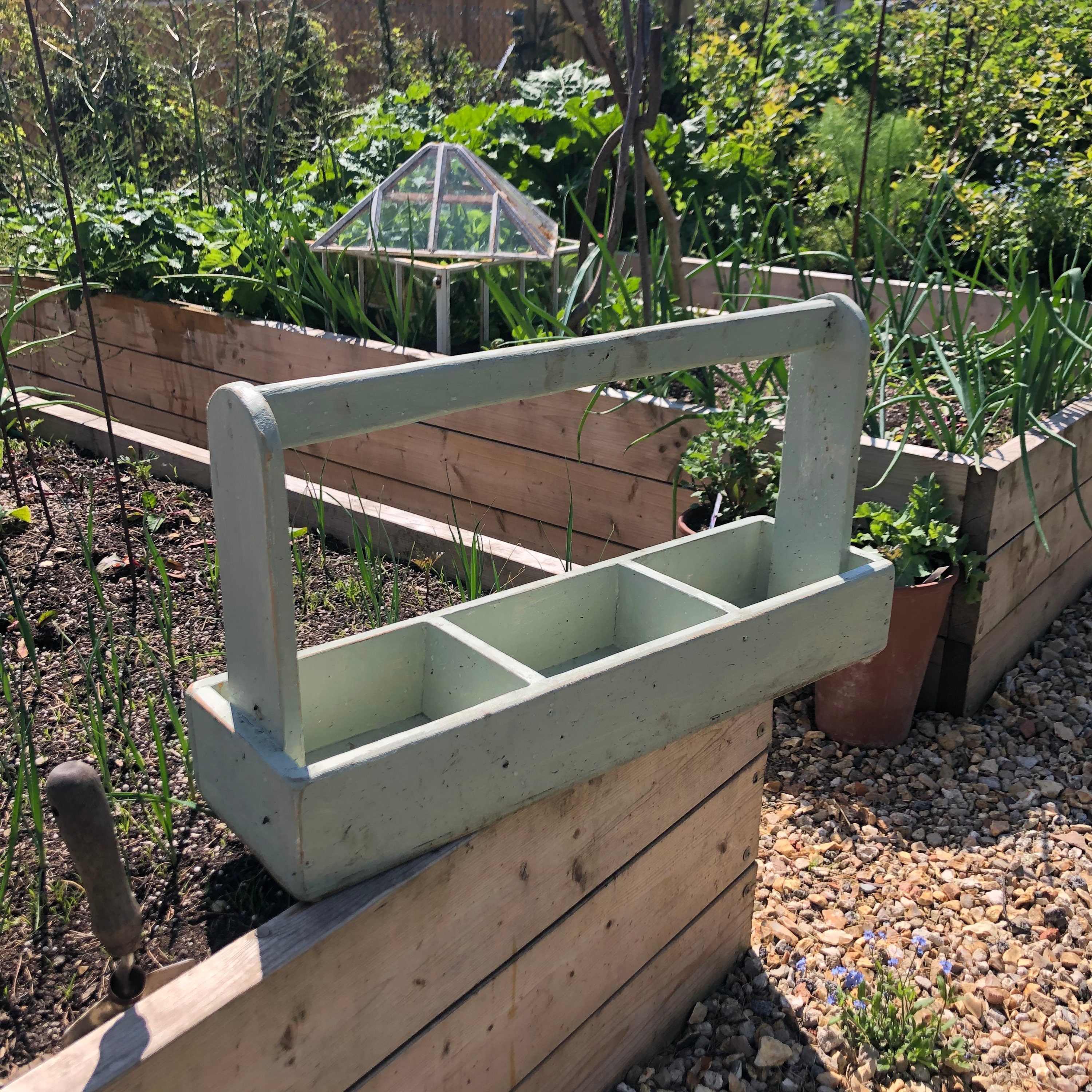 Handmade Large Green Painted Wooden Garden Trug Etsy UK