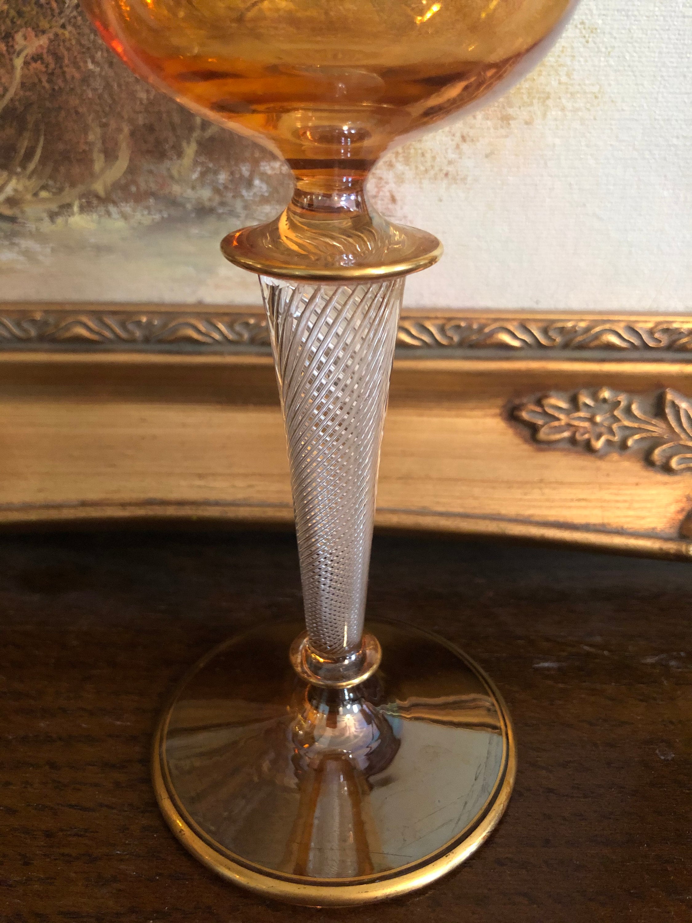 Josephine Hutte Amber Lustre Antique Wine Glass X 6 Air Stem Etsy