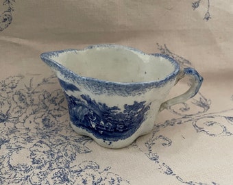 Victorian Small Blue & white transfer milk jug England