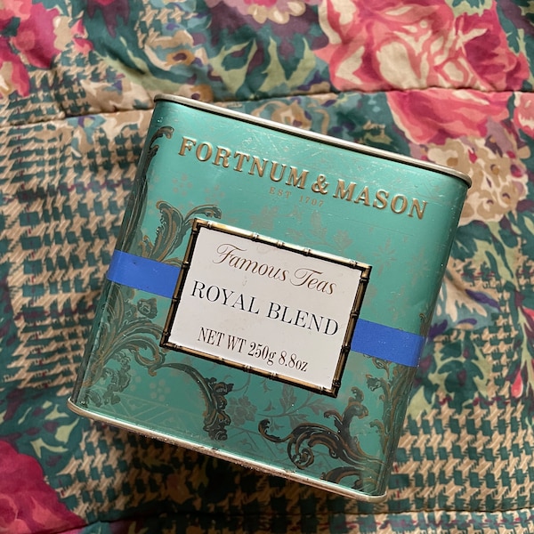 Fortnum & Mason Royal Blend tea caddy tin blue teal 250g