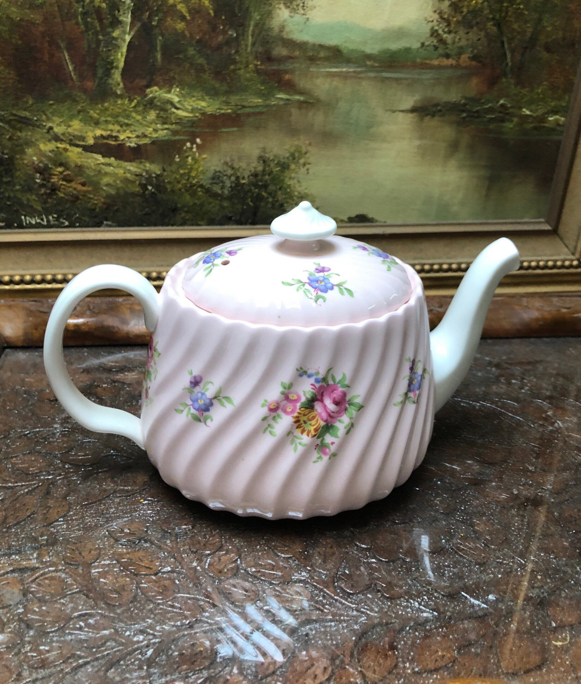 Rosetta Minton China tea pot in pink excellent condition Etsy