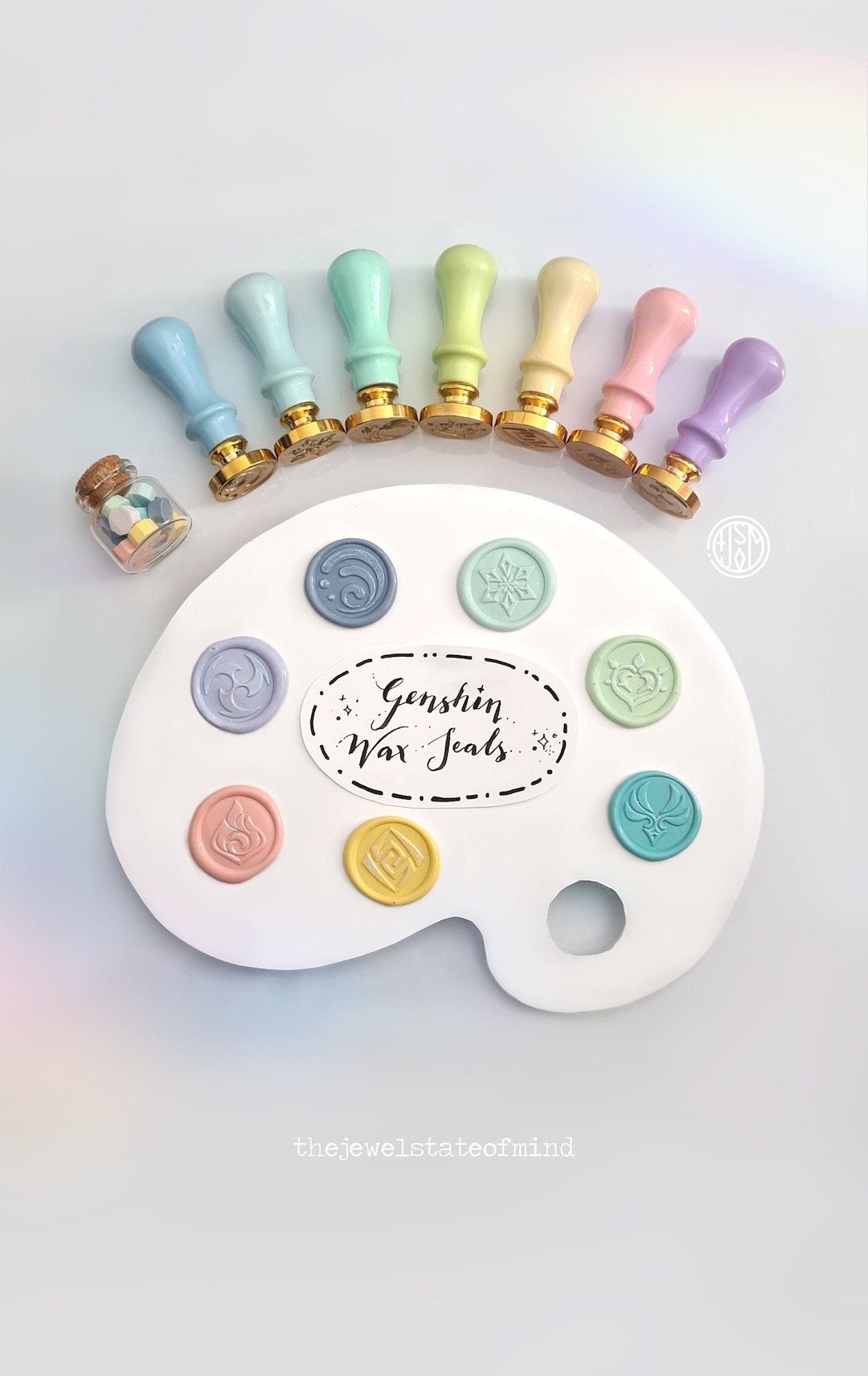 Genshin Impact Pastel Wax Seal Element Sigils Anemo, Dendro, Cryo