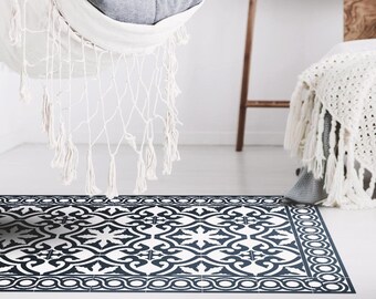 Vinyl Floor Tiles Rugs For Living Room Geometrical Linoleum Kitchen Mat Home Decor Emperio #35 Vinyl Floor Mat Blue White Vinyl Rug