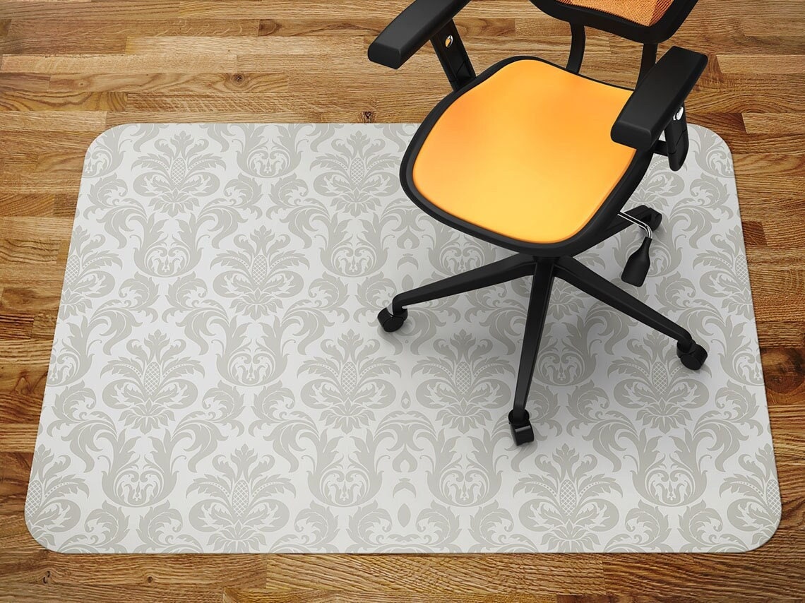 Office Chair Mat Light Olive Floral Damask Chair Mat Carpet - Etsy