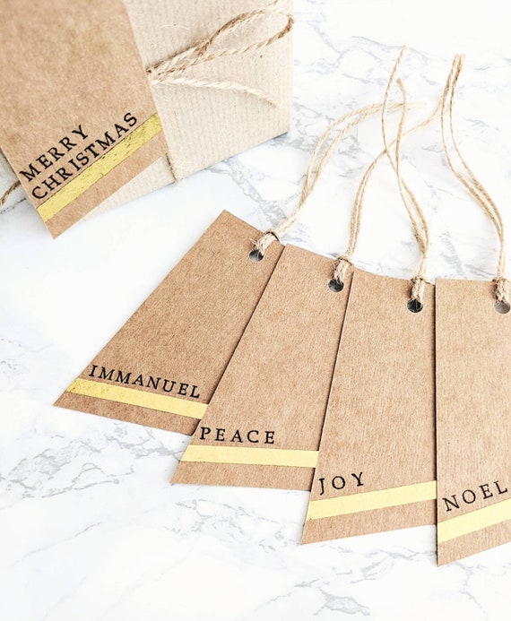 Christmas Gift Tags Set Gold Leaf Handmade Labels Jute String Gilded Tags  Gift Wrap Accessories Seasonal Present Wrapping Luxury Tags Pack 