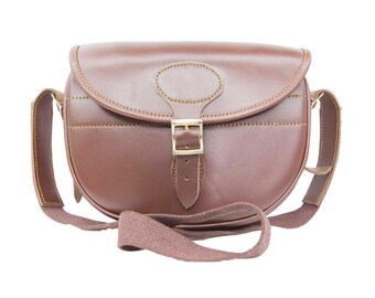 CARTRIDGES HAND MADE BROWN LEATHER SHOOTING CARTRIDGE BAG SATCHEL STORES 120