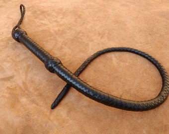 Genuine Leather Ball End Single Tail Whip Stingy Flogger Bullwhip