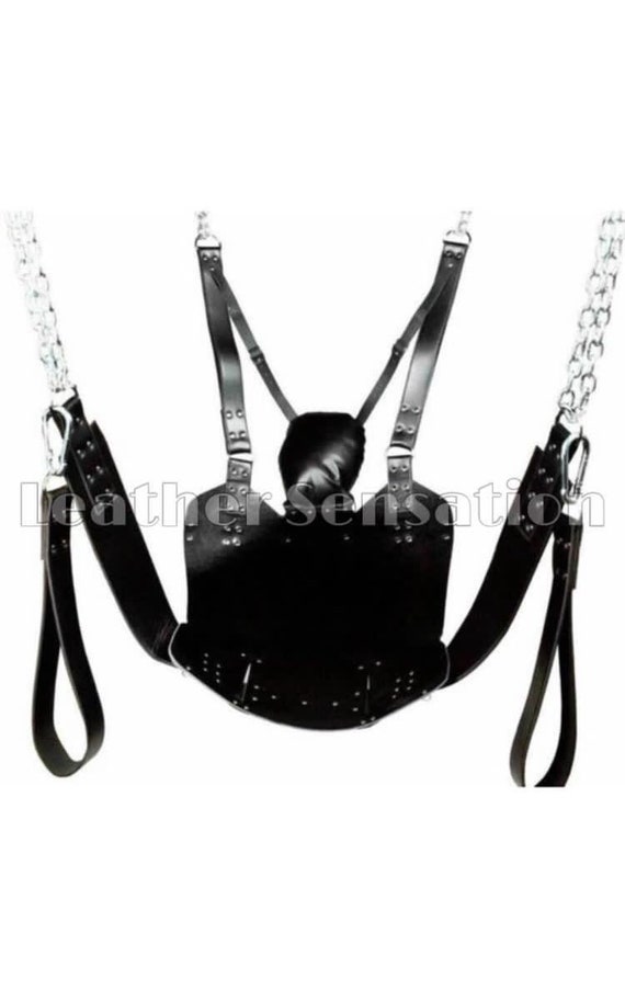 REAL THICK LEATHER ADULT SLING WITH STIRRUPS GAY BONDAGE IN TEREST HEAVY DUTY 