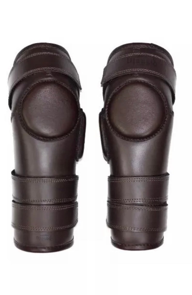 3 Strap Polo & Riding Knee Guards Original Leather Padded Etsy