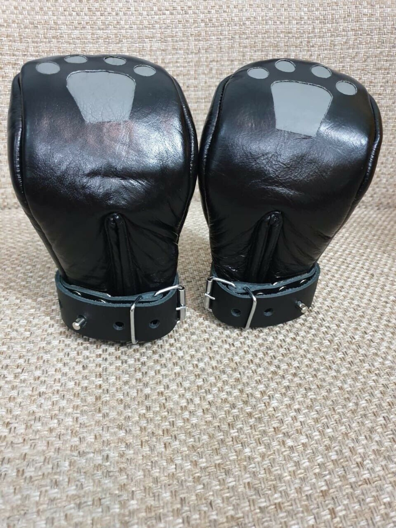 Genuine Leather Bondage Locking Padded PAW Mitts Gloves - Etsy