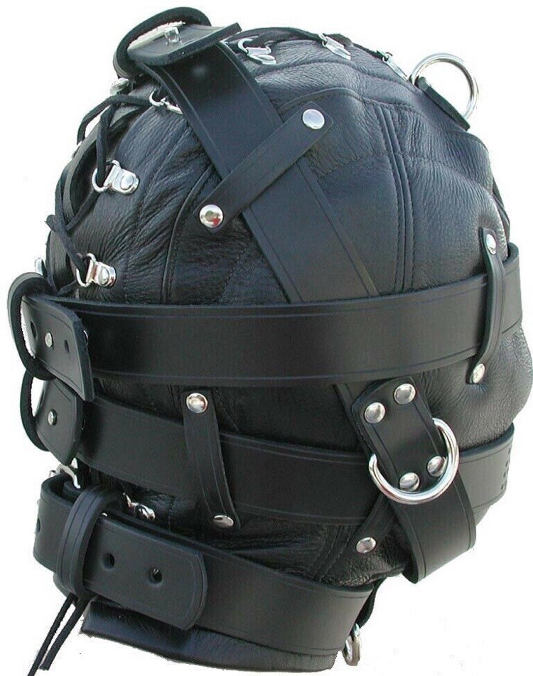 Mens Gimp Hood Bondage BDSM Full Black Soft Leather Mask Etsy