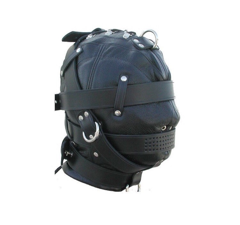 Mens Gimp Hood Bondage BDSM Full Black Soft Leather Mask Etsy