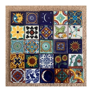 25 x Different Small 5cm Handmade Talavera Tiles from Mexico