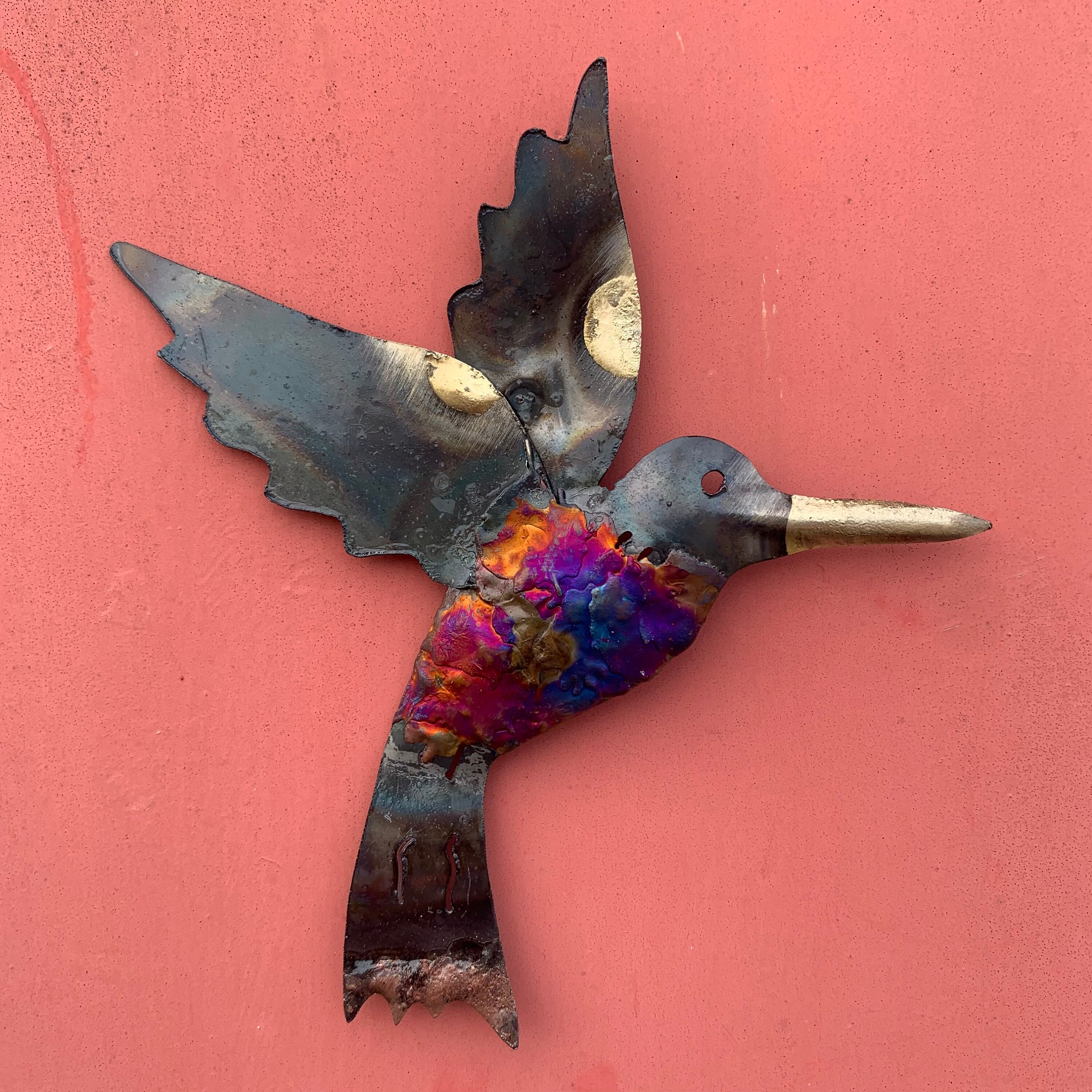 Recycled metal Hummingbird hanging decoration Medium Etsy