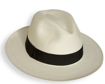 White Fine Fino Fedora Panama Hat - Handwoven in Ecuador - Genuine Panama Hat made from Toquilla Straw