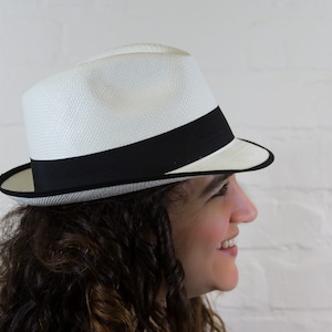 White Trilby Panama Hat | Hand woven and ethically sourced from Ecuador | Genuine Panama Hat