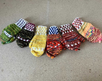 Fingerless Mittens Hand Knitted in Bolivia - Ethically sourced - Many Colours