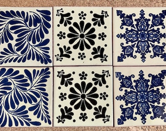 Ensemble de 6 sous-verres mexicains en carreaux