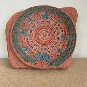 Meksykańska ceramiczna tabliczka ścienna z kalendarzem Majów – do użytku wewnątrz i na zewnątrz – szerokość 27 cm (10,5 cala)