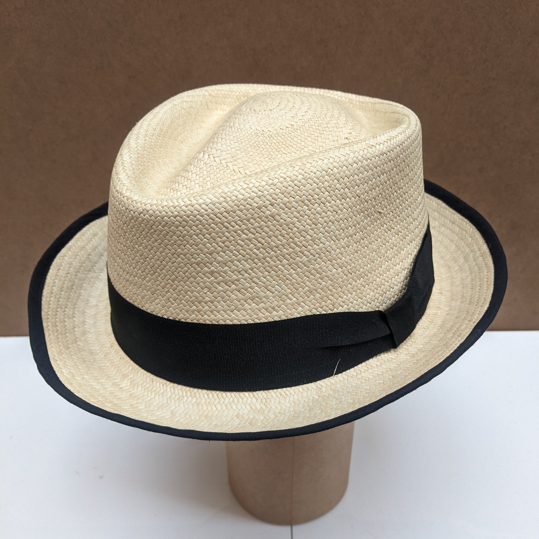 Handmade Panama Hat With Black Band and Rims Cream 57cm | Etsy
