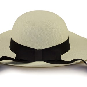 Ladies White Sun Panama Hat Ribbon | Hand woven and ethically sourced from Ecuador | Genuine Panama Hat