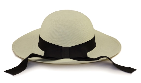 Ladies White Sun Panama Hat Ribbon | Hand woven and ethically sourced from Ecuador | Genuine Panama Hat