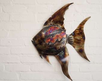 Large Recycled metal Tropical Fish hanging decoration