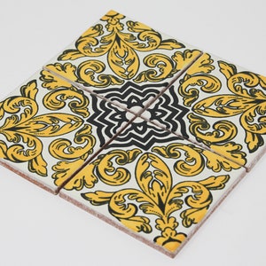 Set of 4 Mexican Tile Coasters - Nero
