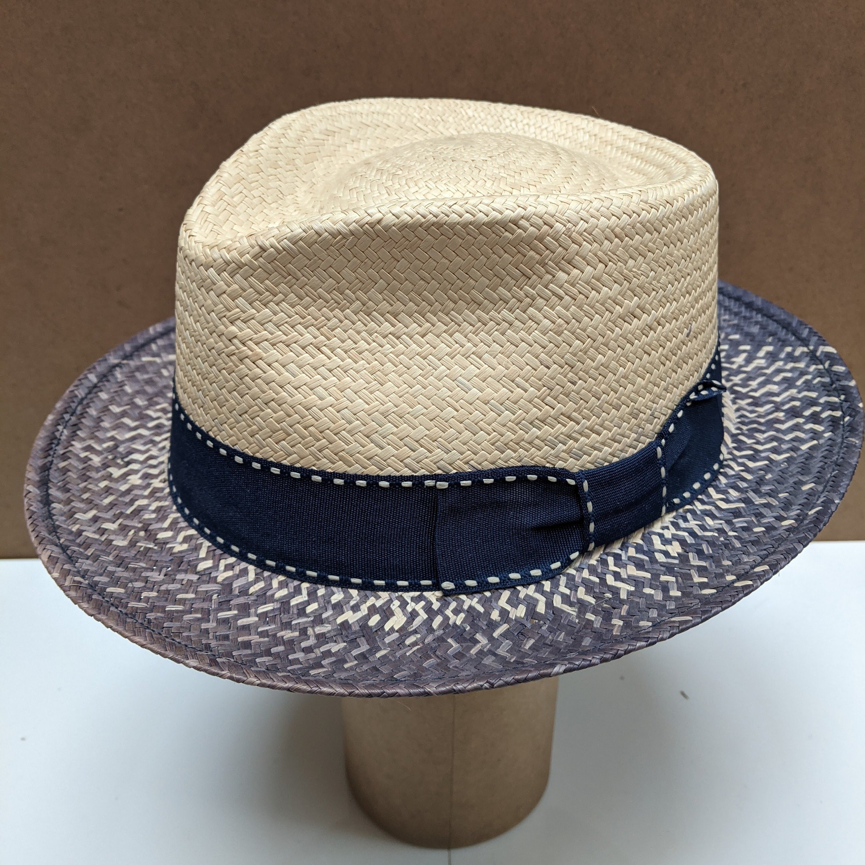 Handmade Panama Hat With Blue Band 