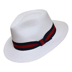 White Teardrop Fedora Panama Hat - Handwoven in Ecuador - Genuine Panama Hat made from Toquilla Straw