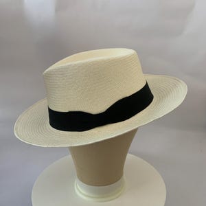 Seconds- Panama Hat Handmade In Ecuador. Teardrop Style With Snap Brim. 60cm. White.