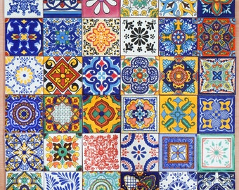 36 x Diferentes Azulejos de Talavera Hechos a Mano de Mexico
