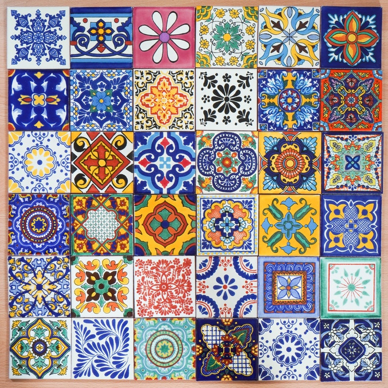 36 x différents carreaux Talavera faits main du Mexique image 1