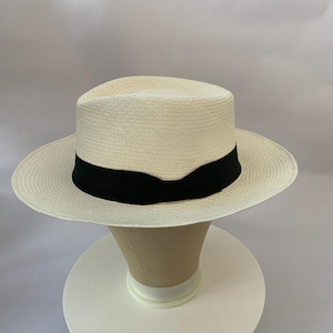 Seconds- Panama Hat Handmade In Ecuador. Teardrop Style With Snap Brim. 60cm. White.