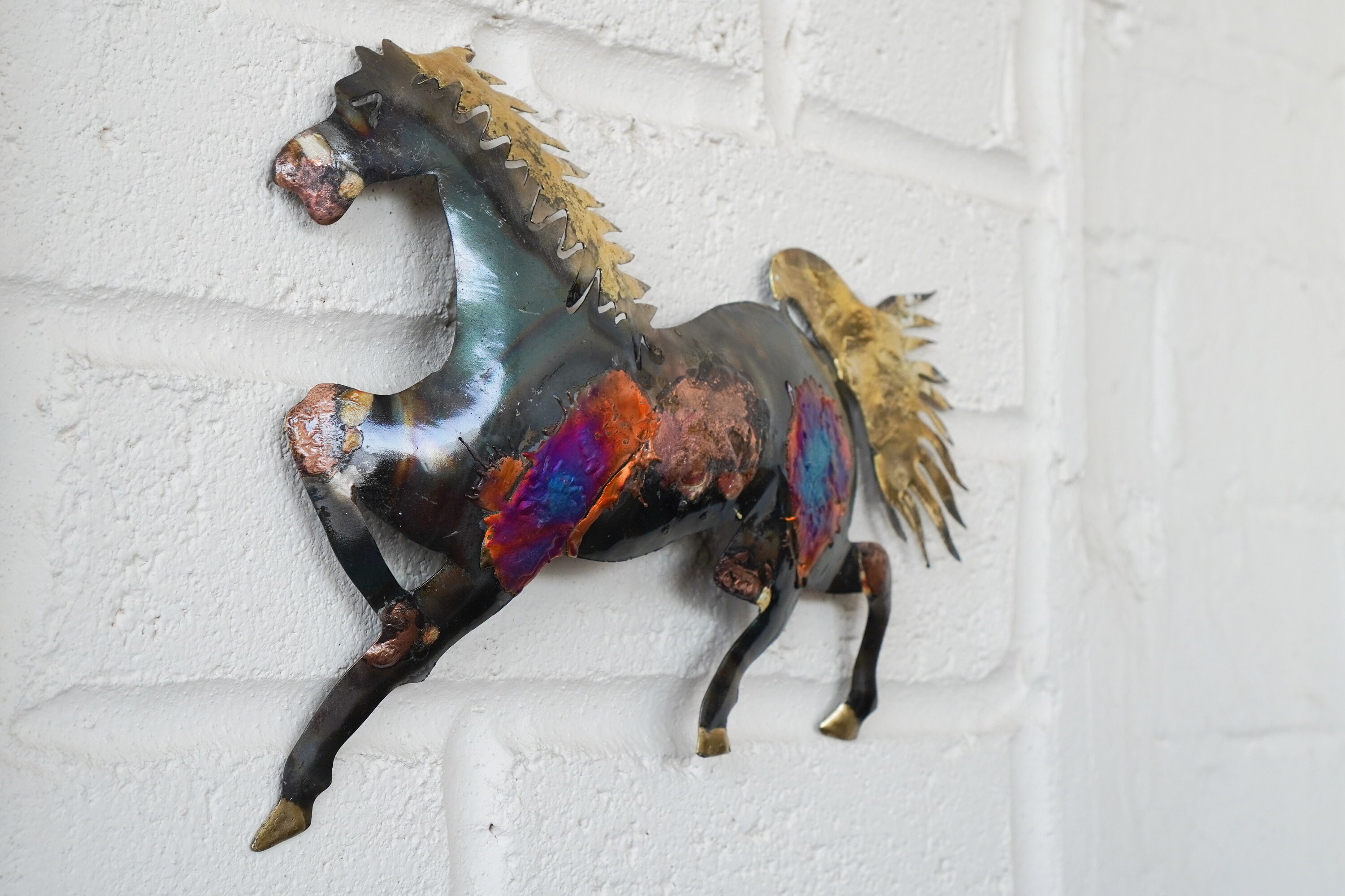 Stamped Metal Running Horses Recycled Metal Running Horse Wall Hanging Decoration - 28cm Wide - Etsy UK