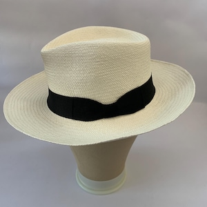 Seconds- Panama Hat Handmade In Ecuador. Teardrop Style With Snap Brim. 56cm. White.