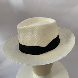 Seconds- Panama Hat Handmade In Ecuador. Teardrop Style With Snap Brim. 56cm. White.