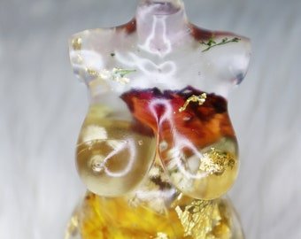 Aestas Goddess  | BAWDIE Goddess Torso Resin Statue| Quartz Crystals |Gold Leaf | Spring |Birthday Gift | Body Positive | Venus |