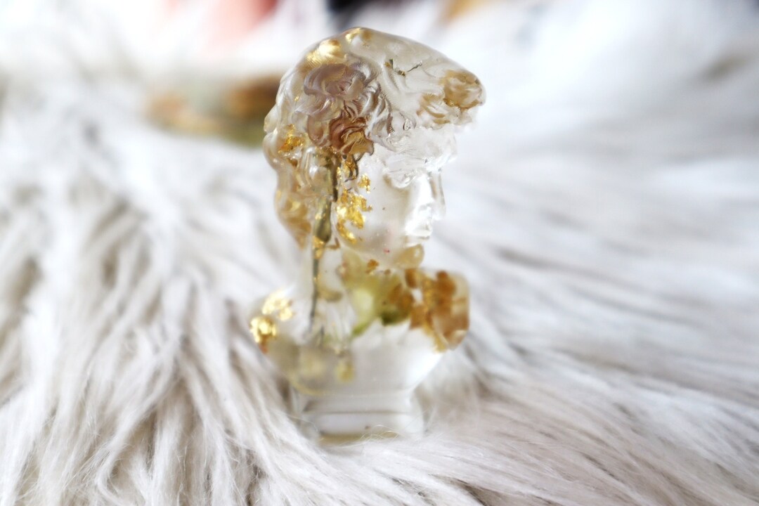 Mini Statue of David Real Flowers Quartz Crystals gold Etsy