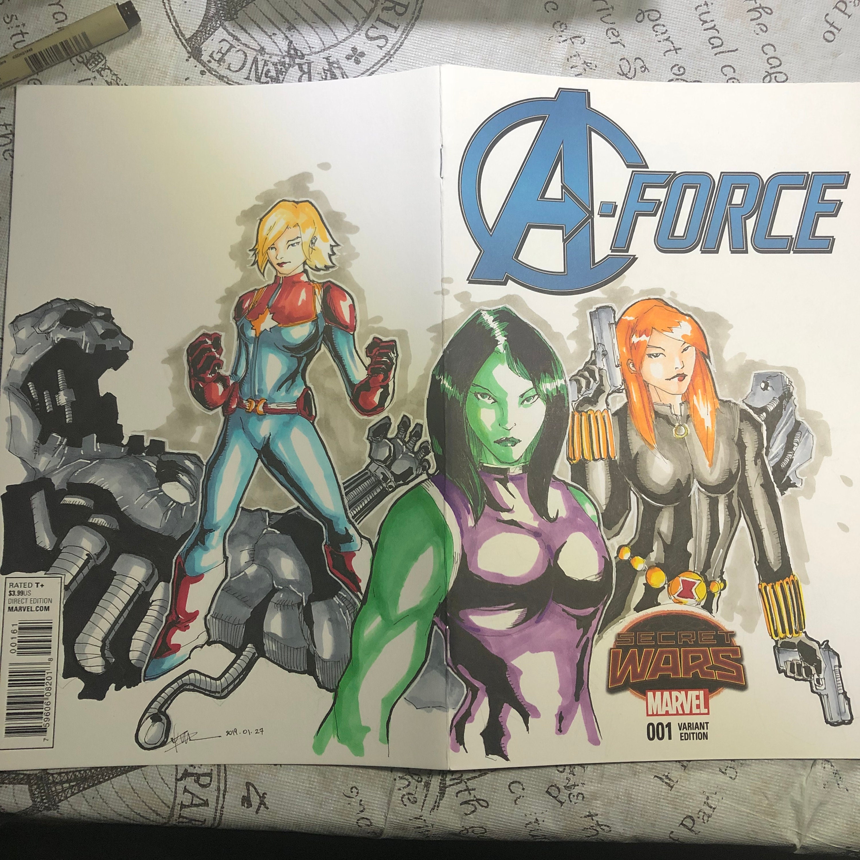 She-hulk With the Black Widow and Captain Marvel | Etsy