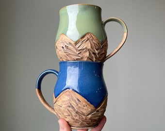 SET OF TWO Mountain Mugs - Ceramic Nature Mug
