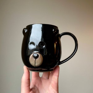 Handmade Black Bear Mug - Made to order