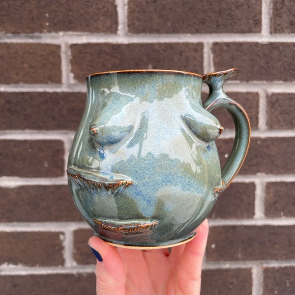 Handmade Pottery Boob and Mushroom Mug // Dishwasher and Microwave Safe