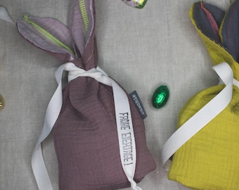 Bolsa de regalo de conejo para embalaje de Pascua, regalo en efectivo, bolsa de regalo de Pascua, nido de Pascua, bolsa de tela de conejito de Pascua | Bolsa de muselina con neón