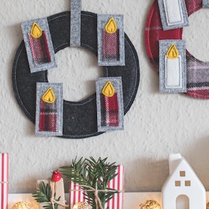 Advent wreath for hanging made of wool felt with removable candles | Advent decoration | Gift for girlfriend | minimalist | reusable